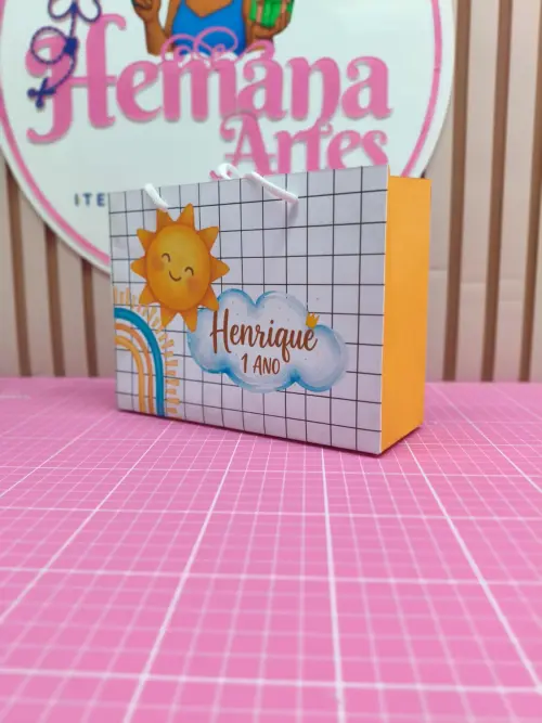 KIT 10 SACOLINHAS PERSONALIZADAS TEMA PRIMEIRA VOLTA AO SOL   - C