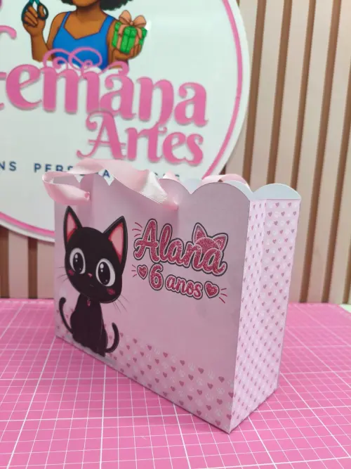 KIT 10 SACOLINHAS PERSONALIZADAS TEMA GATINHOS