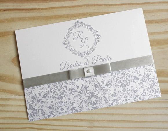 70 Convite Bodas de Prata com 70 Tags com Nome do Convidado