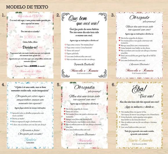 Agradecimento de Mesa para Casamento - Aniversário 15 Anos