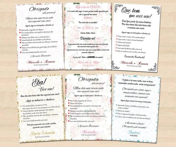 Agradecimento de Mesa para Casamento - Aniversário 15 Anos