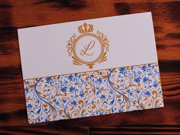 Barato Convite 15 Anos Azul Dourado Bela e Fera Promoção
