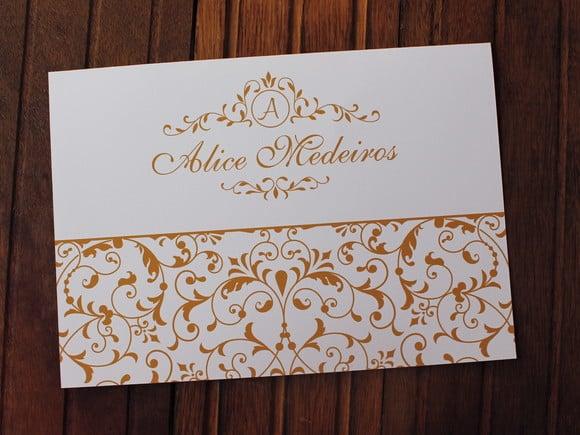Convite 15 Anos - Convite Casamento - 240g Arabesco Dourado