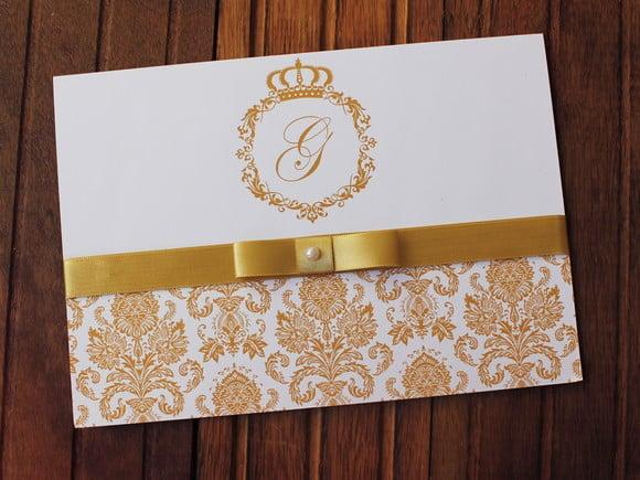 Convite 15 Anos - Convite Casamento - Dourado Coroa Real