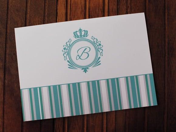 Convite 15 Anos - Convite Casamento - Listras Azul Brasao