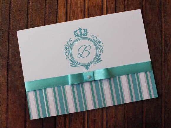 Convite 15 Anos - Convite Casamento - Listras Azul Brasao