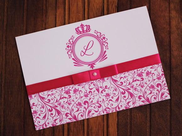 Convite 15 Anos - Convite Casamento - Pink