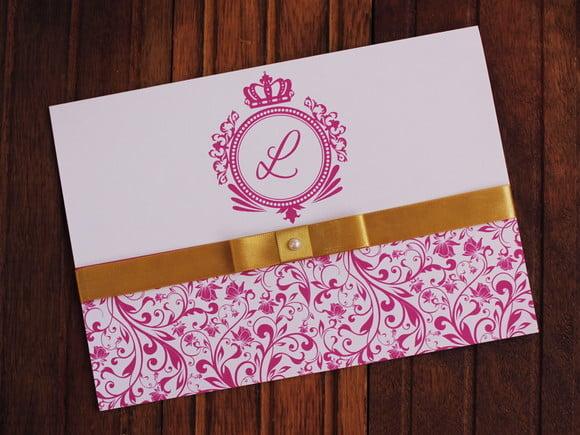 Convite 15 Anos - Convite Casamento -dourado