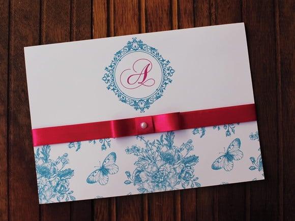 Convite 15 Anos - Convite Casamento Jardim Borboleta Azul
