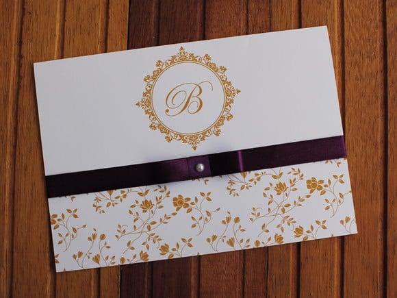 Convite 15 Anos - Convite de Casamento - 240g Roxo Floral