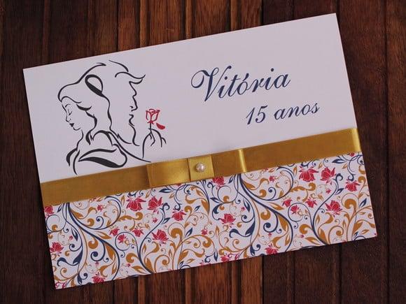 Convite 15 Anos a Bela e a Fera Promoção