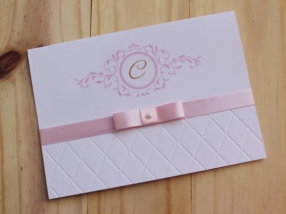 Convite 15 Anos Alto Relevo Rosa Delicado