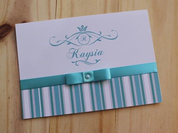 Convite 15 Anos Azul Promoção Fita Convite Casamento