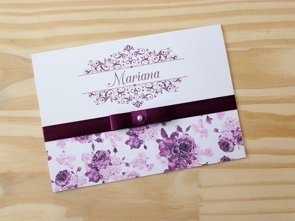 Convite 15 Anos Casamento Roxo Floral Lilás