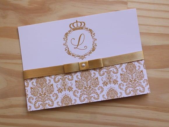 Convite 15 Anos Dourado Convite Casamento Barato Promoção