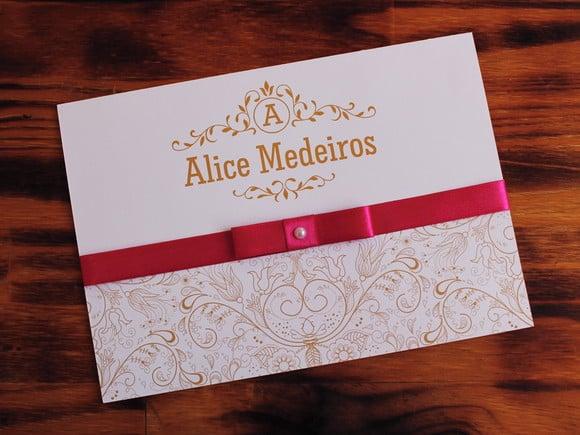 Convite 15 Anos Dourado Pink Convite Casamento Barato