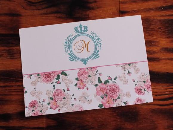 Convite 15 Anos Floral Real Barato Promoção 1 Real