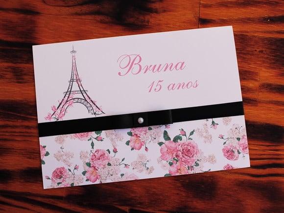 Convite 15 Anos Paris Floral Convite Barato Torre