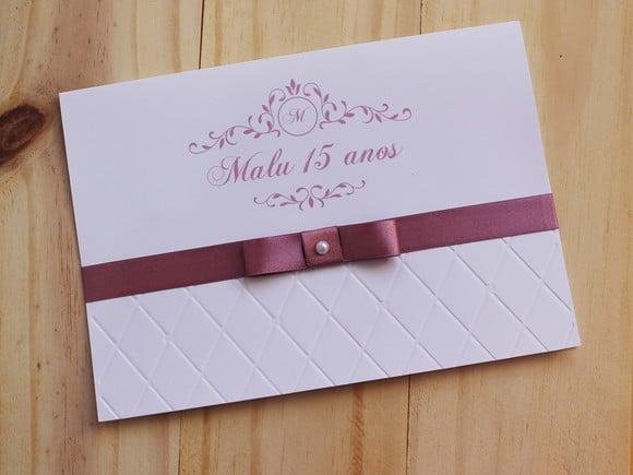 Convite 15 Anos Relevo Textura Rose Rosa Antigo Casamento X8