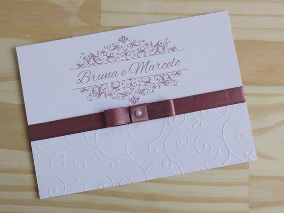 Convite 15 Anos Relevo Textura Rose Convite Casamento