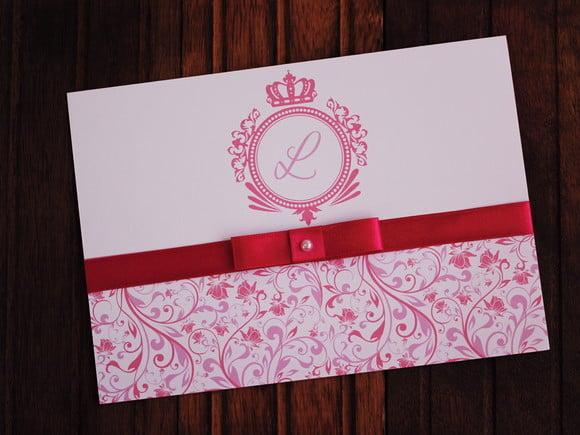 Convite 15 Anos Rosa Pink Convite Casamento Barato