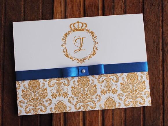 Convite 15 Anos Royal Dourado Convite Casamento Barato