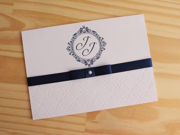 Convite Alto Relevo Azul Marinho Casamento 15 Anos Textura
