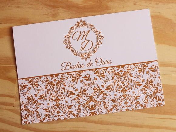 Convite Bodas de Ouro - Casamento - Dourado Barato 60