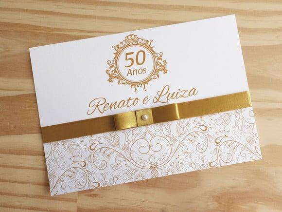 Convite Bodas de Ouro - Casamento Dourado Barato 50 Anos 61