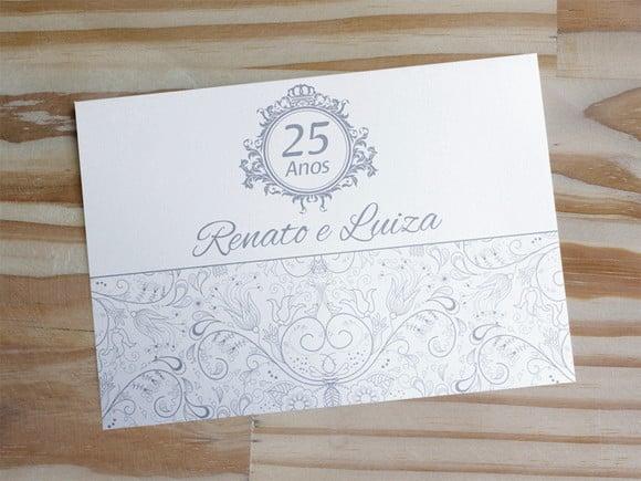 Convite Bodas de Prata - Casamento - Dourado Barato 25 Anos