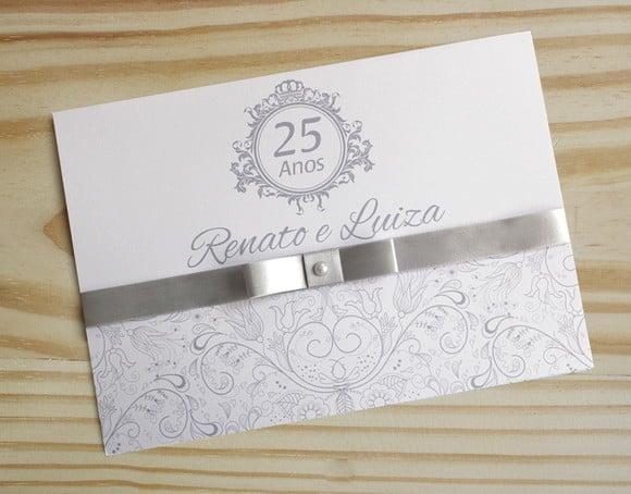 Convite Bodas de Prata - Casamento - Prata Barato 25 Anos