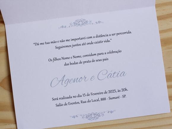 Convite Bodas de Prata - Casamento - Dourado Barato 25 Anos