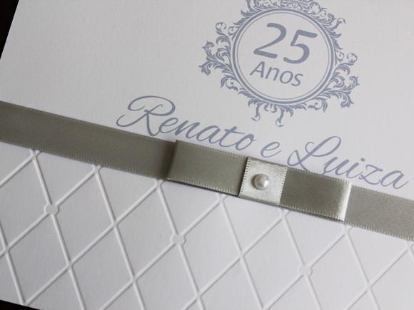 Convite Bodas Prata - Casamento 15 Anos - Textura Relevo