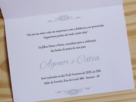 Convite Bodas de Prata - Convite Casamento - Promoção