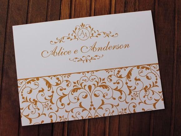 Convite Casamento - Convite 15 Anos - 240g Arabesco Dourado
