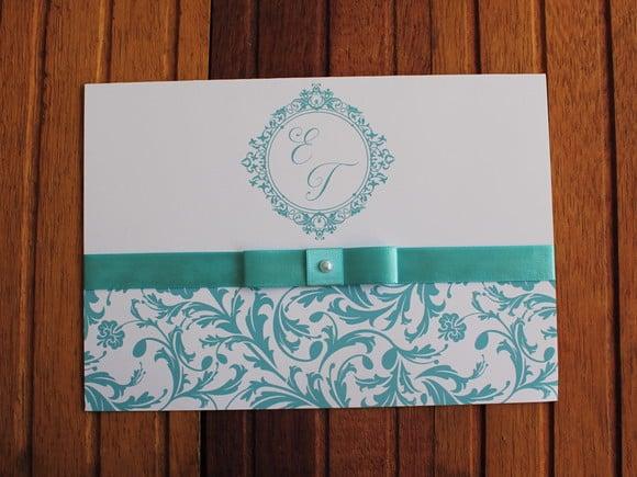 Convite Casamento - Convite 15 Anos - 240g Azul Fita