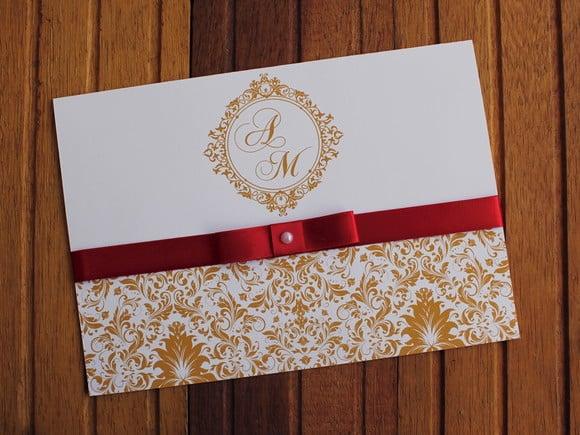 Convite Casamento - Convite 15 Anos - 240g Dourado Marsala
