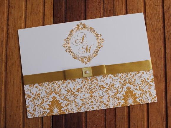 Convite Casamento - Convite 15 Anos - 240g Dourado Marsala