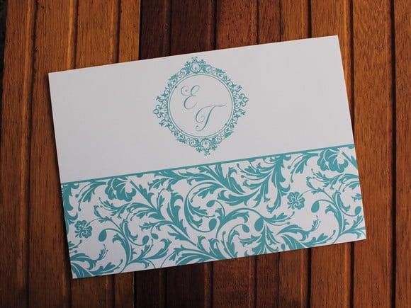 Convite Casamento - Convite 15 Anos - 240g Floral Azul
