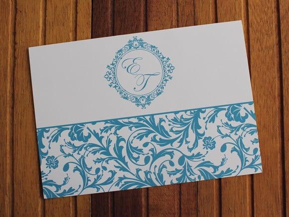 Convite Casamento - Convite 15 Anos - 240g Floral Turquesa