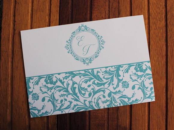 Convite Casamento - Convite 15 Anos - 240g Floral Azul