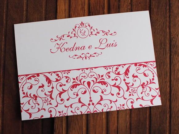 Convite Casamento - Convite 15 Anos - Arabesco Vermelho