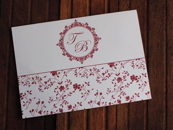 Convite Casamento - Convite 15 Anos - Floral Marsala
