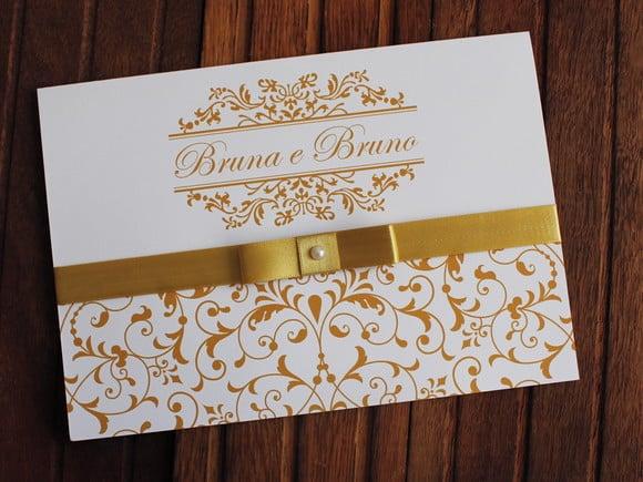 Convite Casamento - Convite 15 Anos 240g Arabesco Dourado