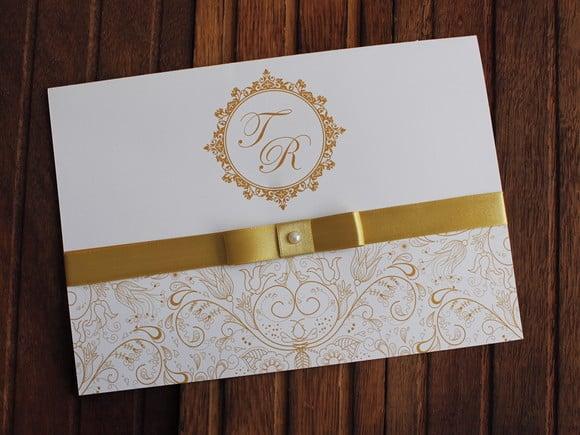 Convite Casamento - Convite 15 Anos 240g Arabesco Dourado 55
