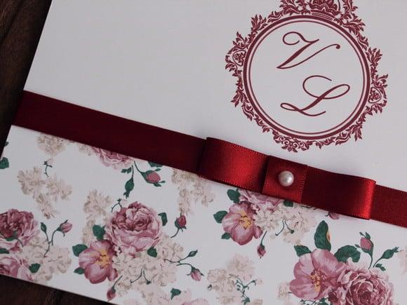 Convite Casamento - Convite 15 Anos Floral Marsala Promoção