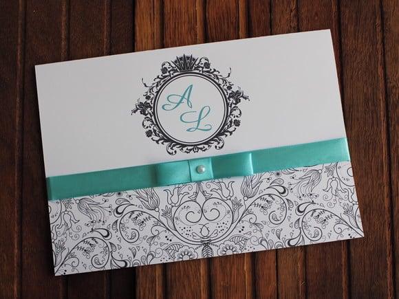 Convite Casamento - Convite 15 Anos Preto Fita Azul