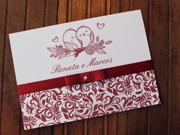 Convite Casamento - Convite 15 Anos Passaro Arabesco Marsala