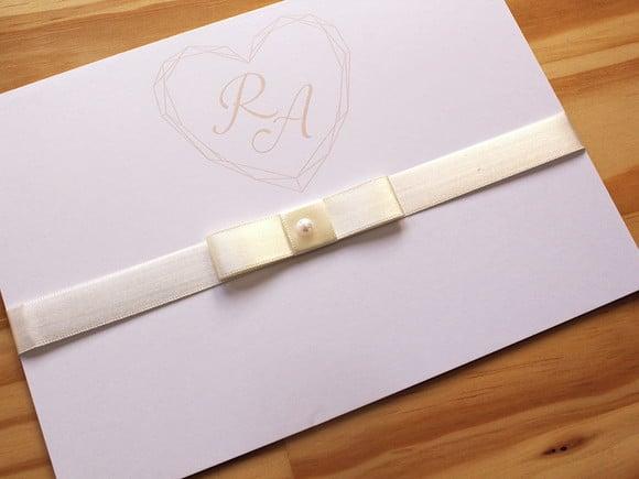 Convite Casamento Delicado Champagne Simples