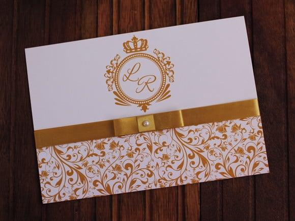 Convite Casamento Dourado - Convite 15 Anos Muito Barato